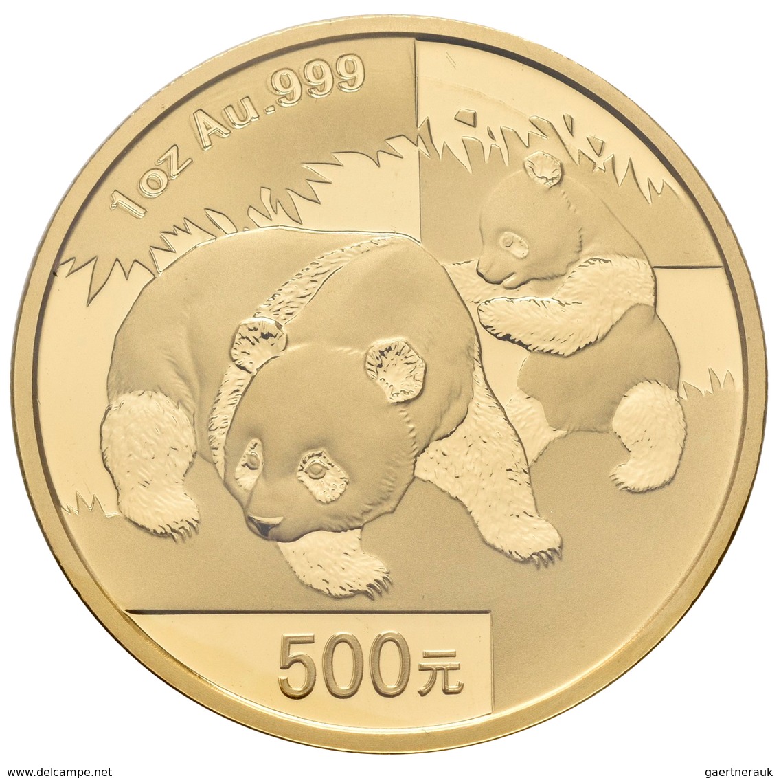 China - Volksrepublik - Anlagegold: 500 Yuan 2008, Goldpanda, KM# 1821, Friedberg B14. 31,11 G (1 OZ - China