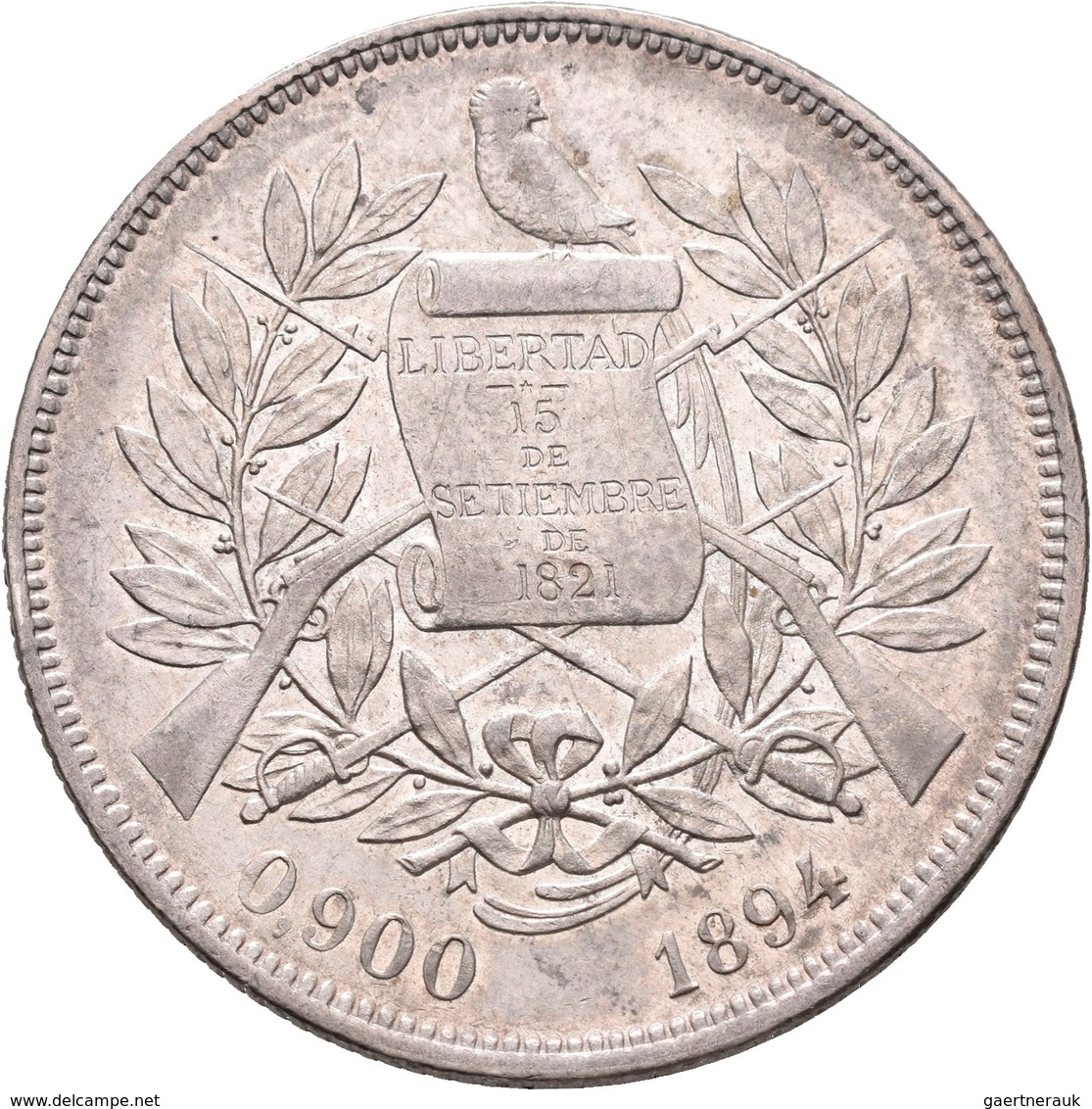 Guatemala: Lot 2 Stück; 1 Peso 1867, KM# 186.1, 24,35 G, Sehr Schön Und 1 Peso 1894, KM# 210, 24,86 - Guatemala