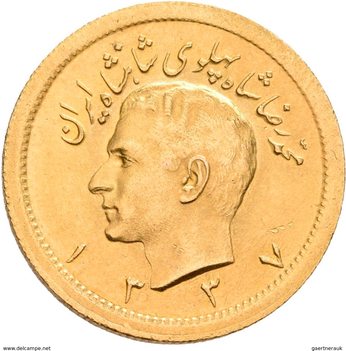 Iran - Anlagegold: Muhammad Reza Pahlavi Shah 1941-1979: 1 Pahlavi SH 1337 = 1958. KM# 1162, Friedbe - Irán