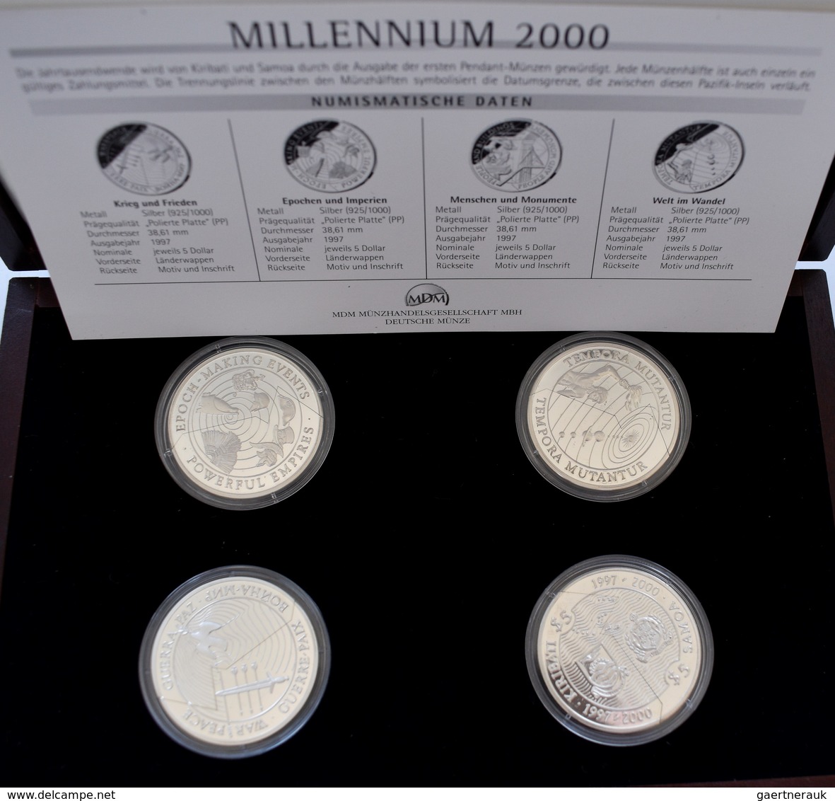 Kiribati: Kiribati/Samoa: Silbermünzenset Millennium 2000, 4 X 2-teilige Münzen 1997-2000 Zu Je 5 Do - Kiribati