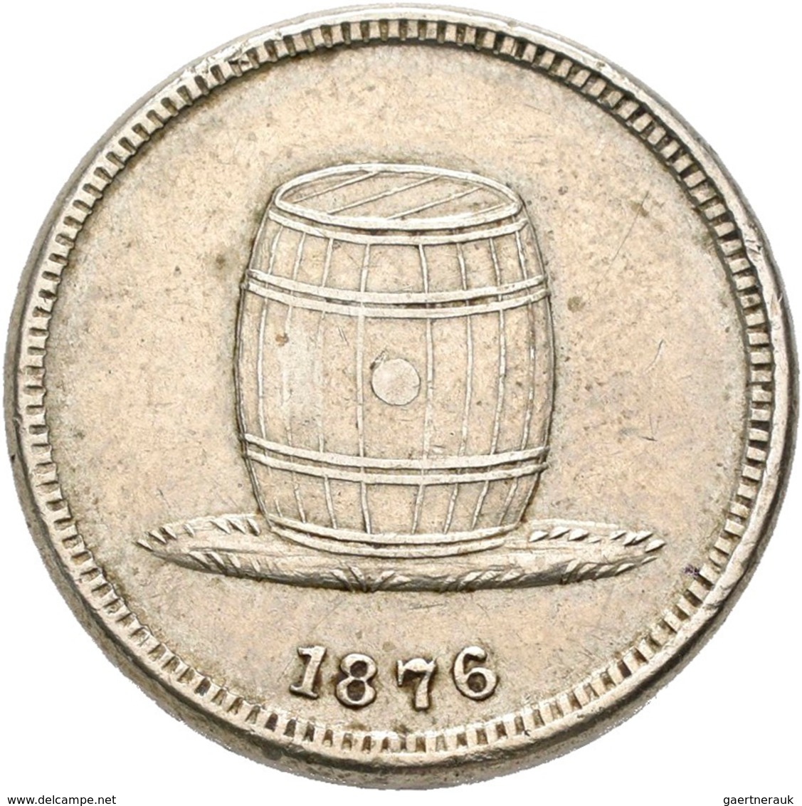 Kuba: 50 Centavos Token 1876. Yngo Asturias De J. Polledo. 4,65 G, Ku-Ni Legierung. Rulau-Mat 51. Kr - Cuba