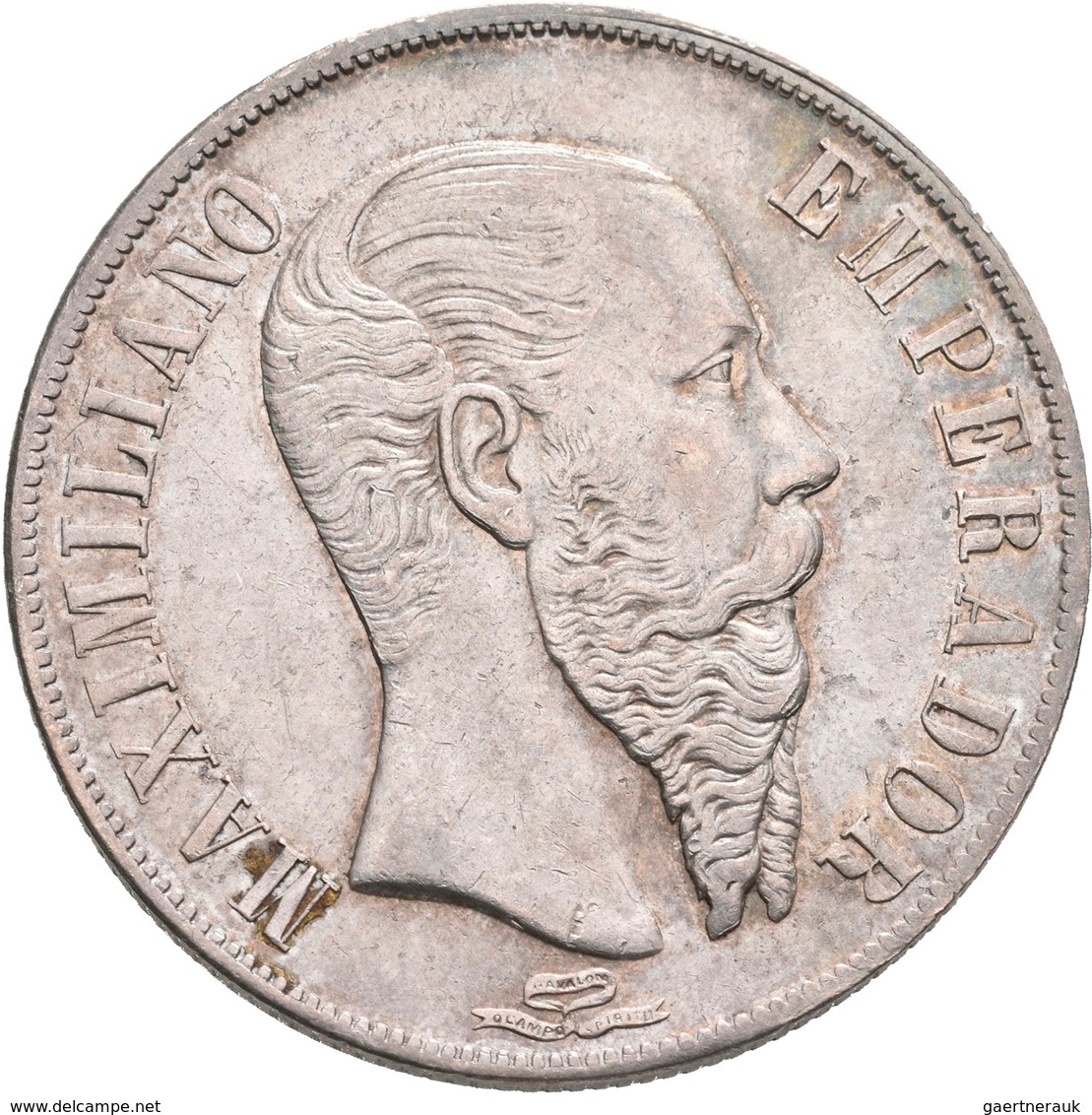 Mexiko: Maximilian I. 1864-1867: Peso 1866 Mo, Mexico City KM#388.1, 27,08 G, Winz. Kratzer, Sehr Sc - Messico