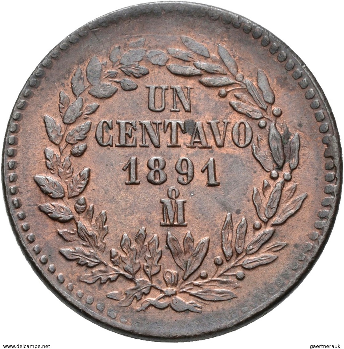 Mexiko: Lot 3 Münzen, Dabei Mexiko: 1 Centavo 1879; 1 Centavo 1891 (KM# 391.6); Costa Rica: 2 Reales - México