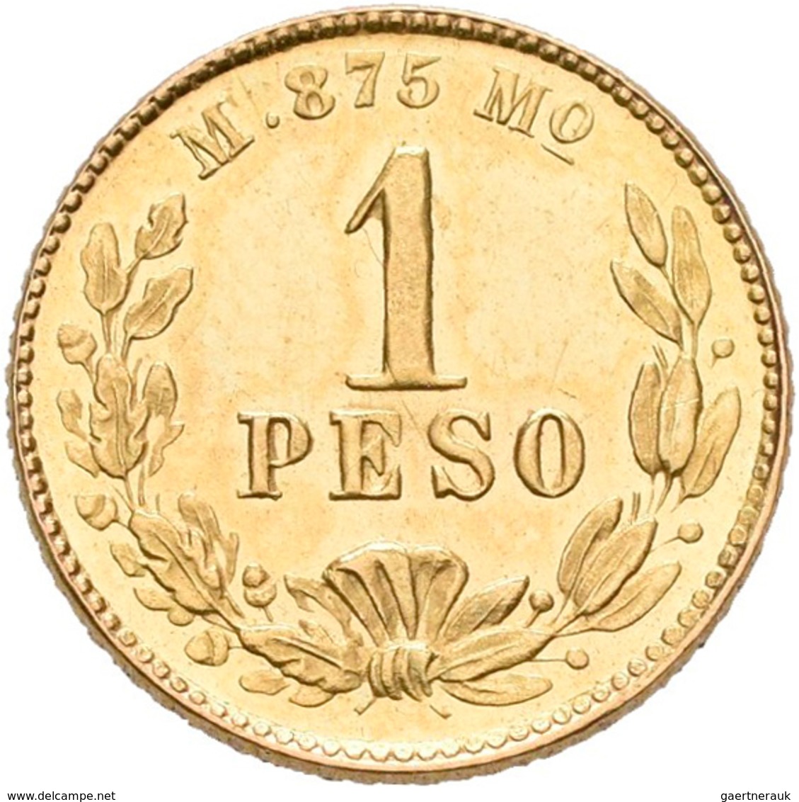 Mexiko: 1 Peso 1892 Mo M. KM# 410.5. 1,69 G, 875/1000 Gold. Vorzüglich. - Messico