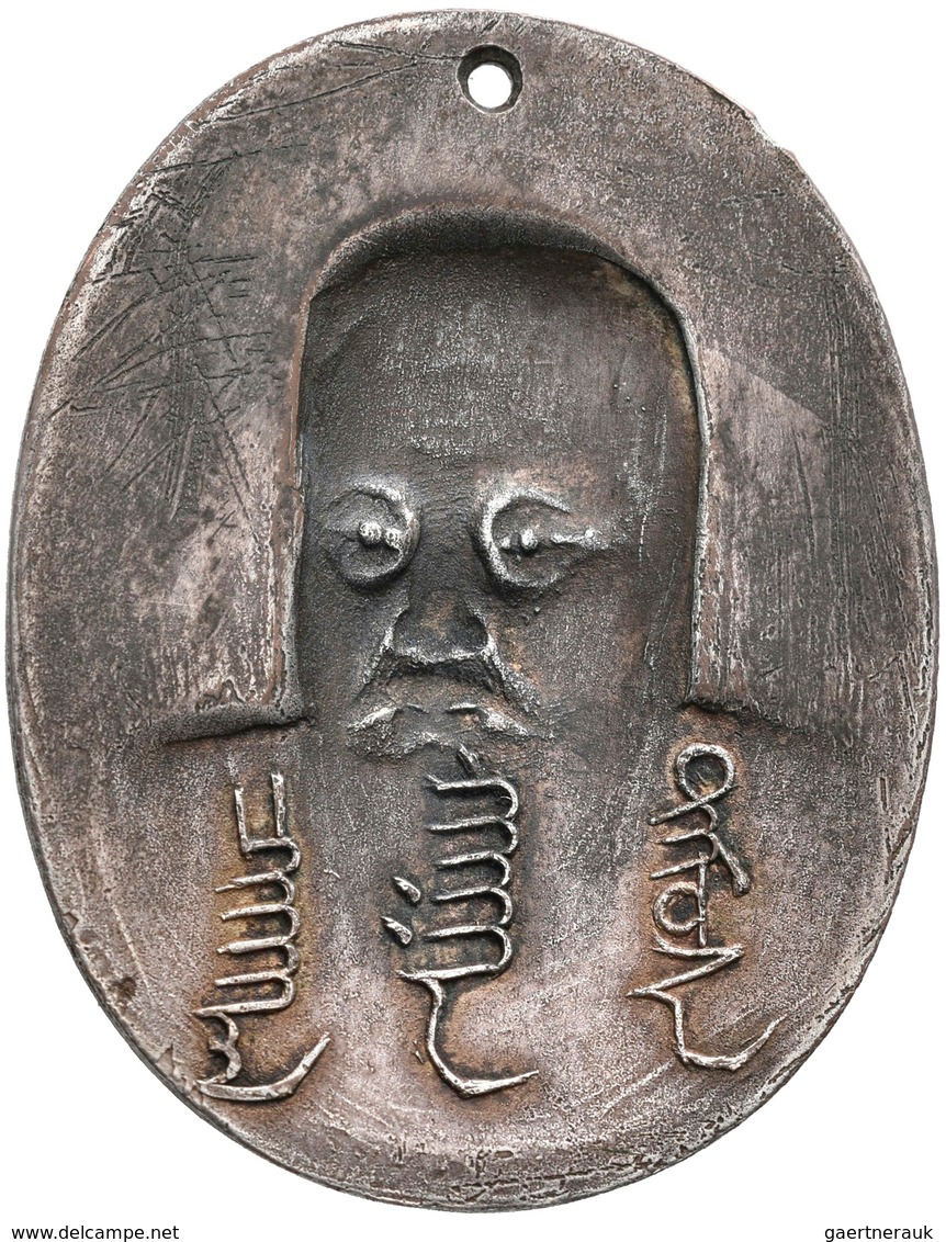 Mongolei: Dschingis Khan 1167-1227: Ovales Silber-Medaillon O.J., Auf Dschingis Khan, Brustbild Von - Mongolia