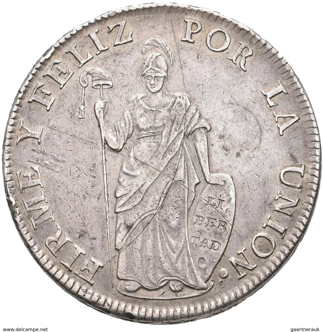 Peru: 8 Reales 1833 B, Cuzco, KM# 142.4, 26,77 G, Kratzer, Sehr Schön. - Peru