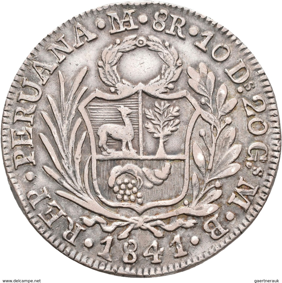 Peru: 8 Reales 1841, Lima, KM# 142.10, 27,22 G, Schön-sehr Schön. - Perú