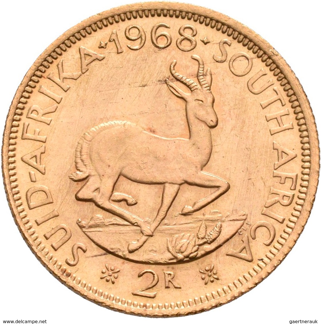 Südafrika - Anlagegold: Südafrika: Lot 3 Stück; 2 Rand 1968, KM #64, Friedberg 11. Je 7,99 G, 917/10 - Sud Africa