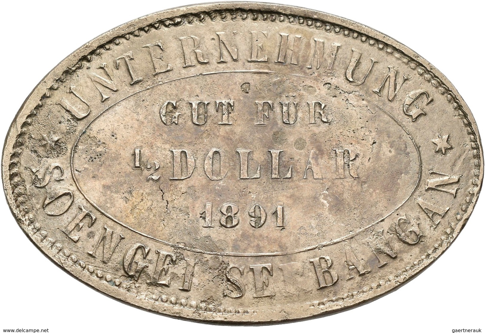 Sumatra: Plantage Token / Plantation Token: Lot 2 Stück: 2 X 1/2 Dollar 1891 Der Niederländisch-Indi - Indie Olandesi