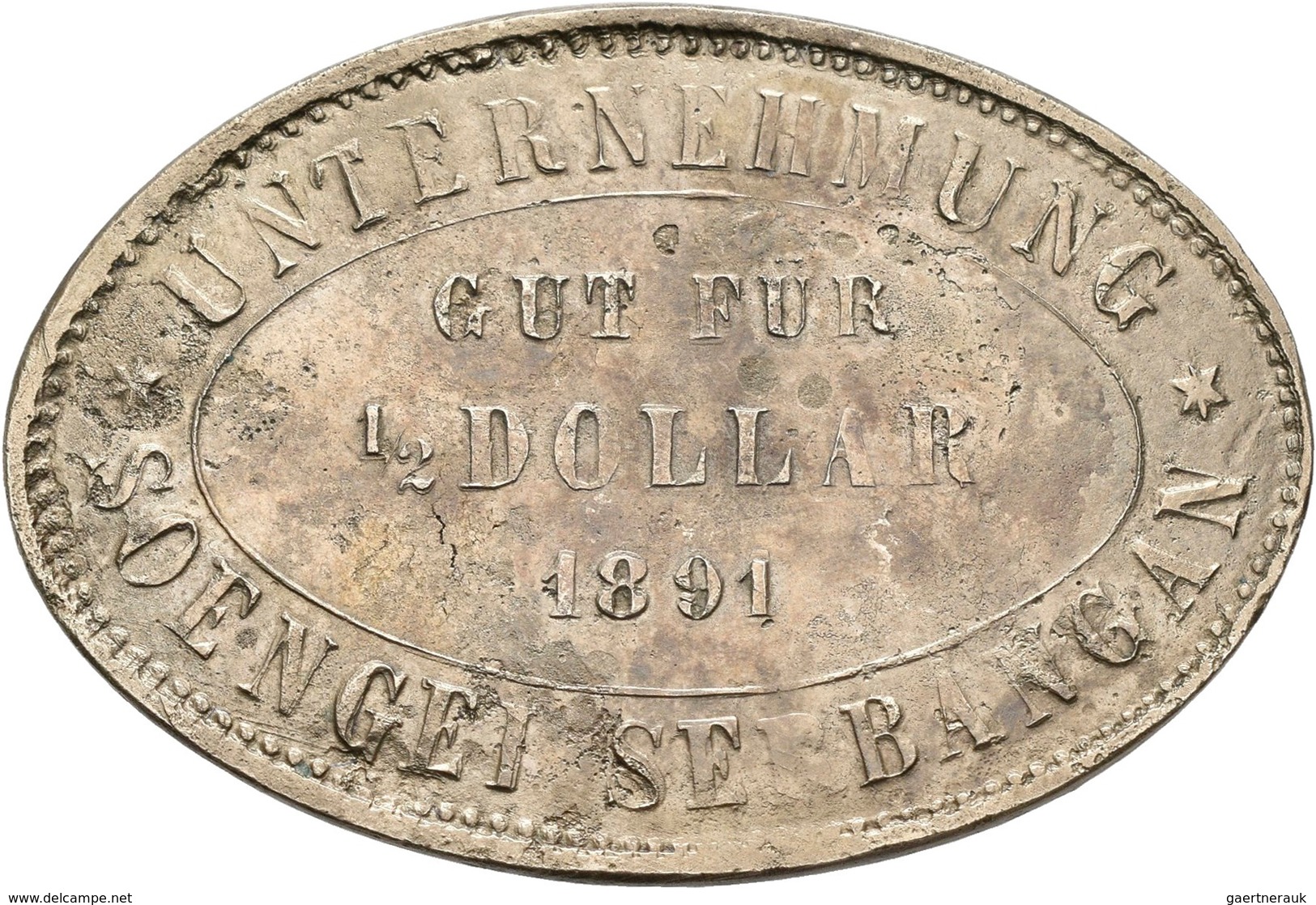 Sumatra: Plantage Token / Plantation Token: Lot 2 Stück: 2 X 1/2 Dollar 1891 Der Niederländisch-Indi - Niederländisch-Indien