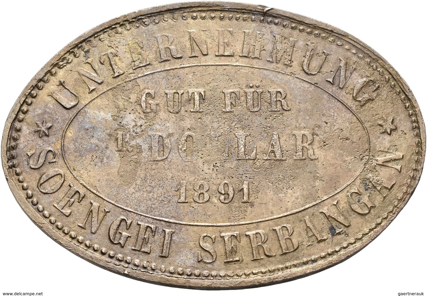 Sumatra: Plantage Token / Plantation Token: Lot 2 Stück: 2 X 1/2 Dollar 1891 Der Niederländisch-Indi - Indes Neerlandesas