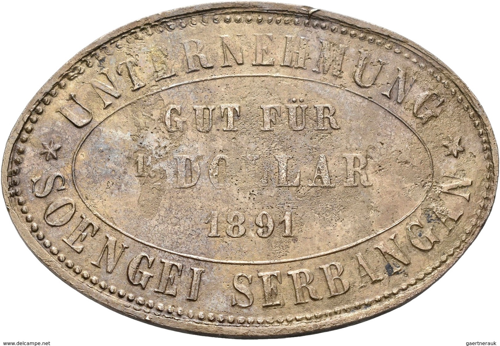 Sumatra: Plantage Token / Plantation Token: Lot 2 Stück: 2 X 1/2 Dollar 1891 Der Niederländisch-Indi - Niederländisch-Indien