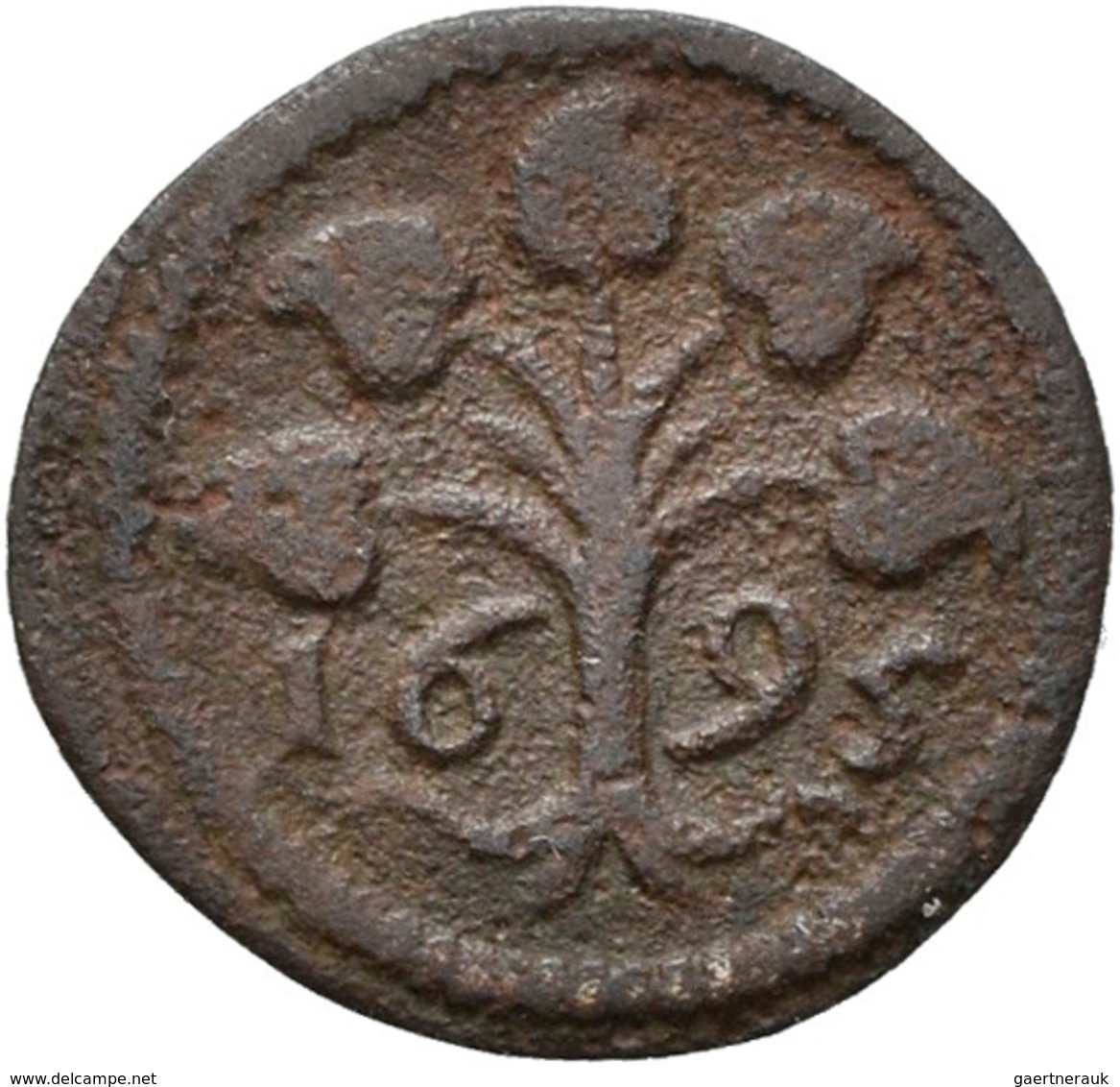 Surinam: Suriname / Dutch Guiana: Lot 3 Münzen. 2 Duit 1679 (Papagei Auf 2-Blätter-Zweig) Prägung Vo - Surinam 1975 - ...