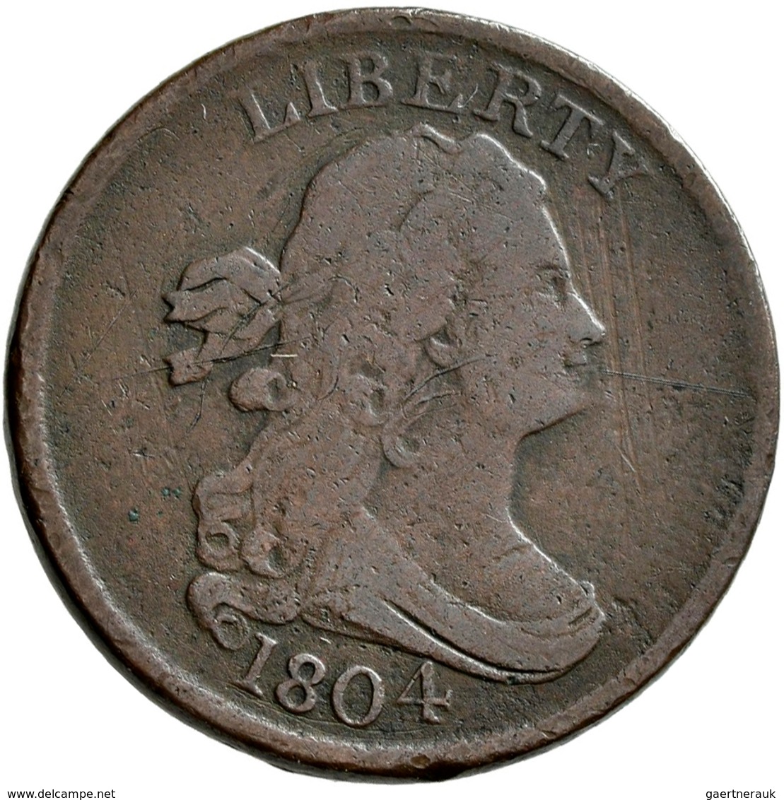 Vereinigte Staaten Von Amerika: 1804 C6 Half Cent Die Breaks Manley Die State XI. Medium Chocolate, - Otros & Sin Clasificación