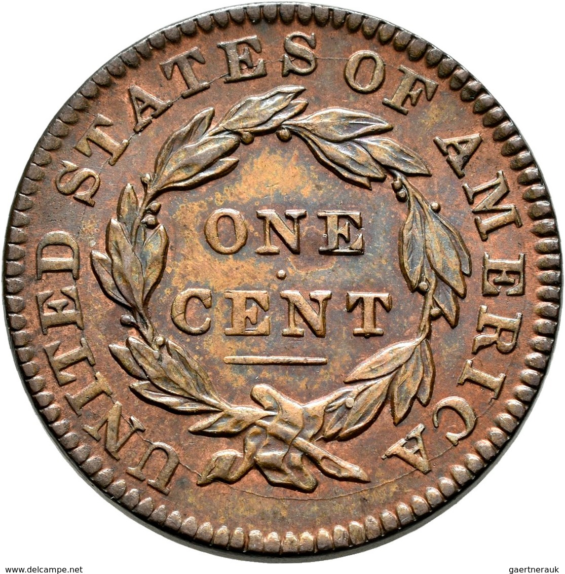 Vereinigte Staaten Von Amerika: 1833 Large Cent N-5 Brown Red Unc Purchased M&G Auctions August 1995 - Altri & Non Classificati