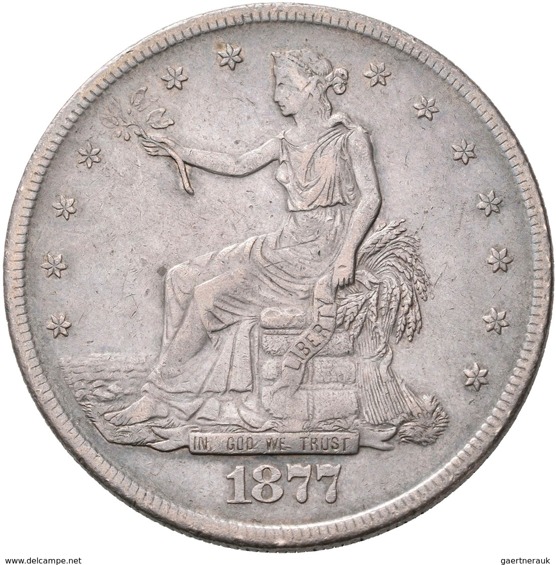 Vereinigte Staaten Von Amerika: Trade Dollar 1877 S, San Francisco, KM# 108, 27,19 G, Sehr Schön. - Sonstige & Ohne Zuordnung