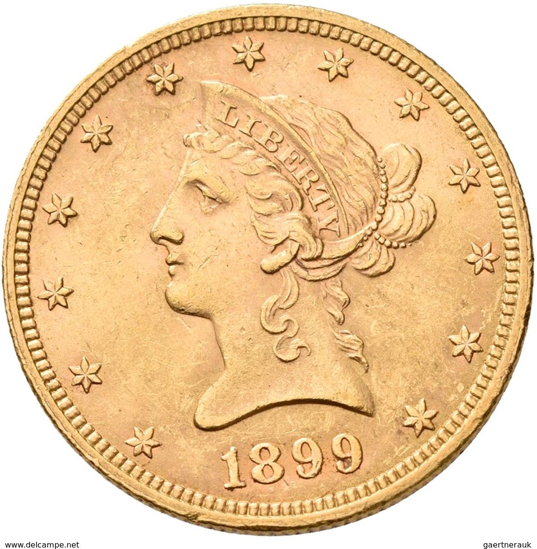 Vereinigte Staaten Von Amerika - Anlagegold: 10 Dollars 1899, Friedberg 158. 16,71 G, 900/1000 Gold. - Otros & Sin Clasificación