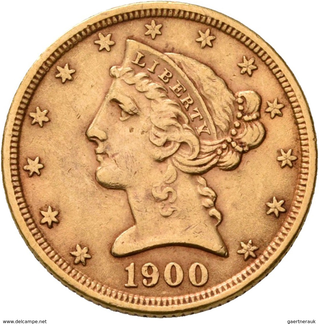 Vereinigte Staaten Von Amerika - Anlagegold: 5 Dollars 1900 (Half Eagle - Liberty Head Coronet), KM# - Other & Unclassified