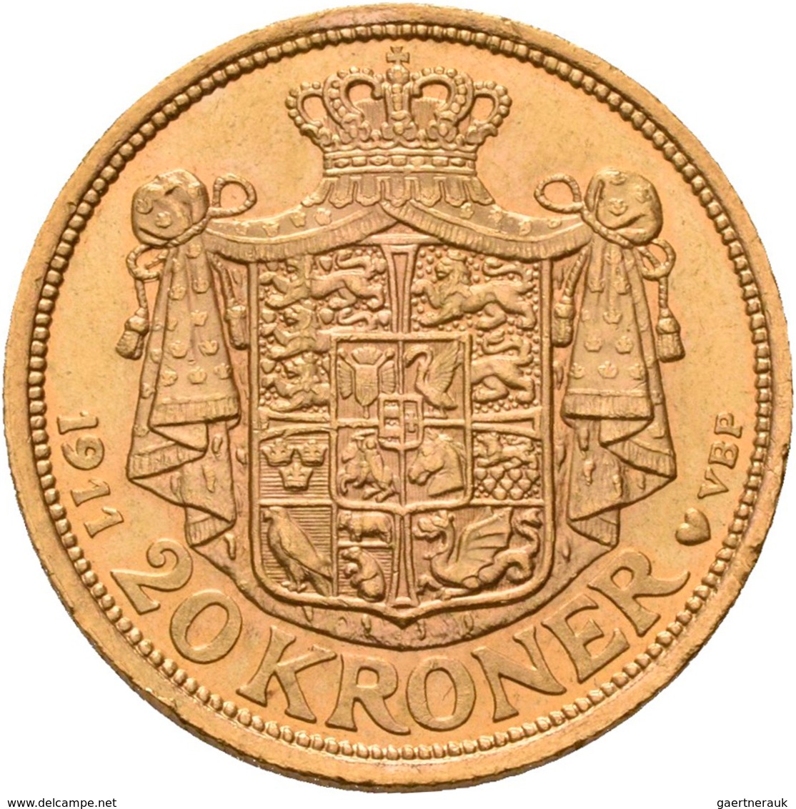 Dänemark - Anlagegold: Frederik XIII. 1906-1912: 20 Kronen 1911, KM# 810, Friedberg 297. 8,96 G, 900 - Dinamarca
