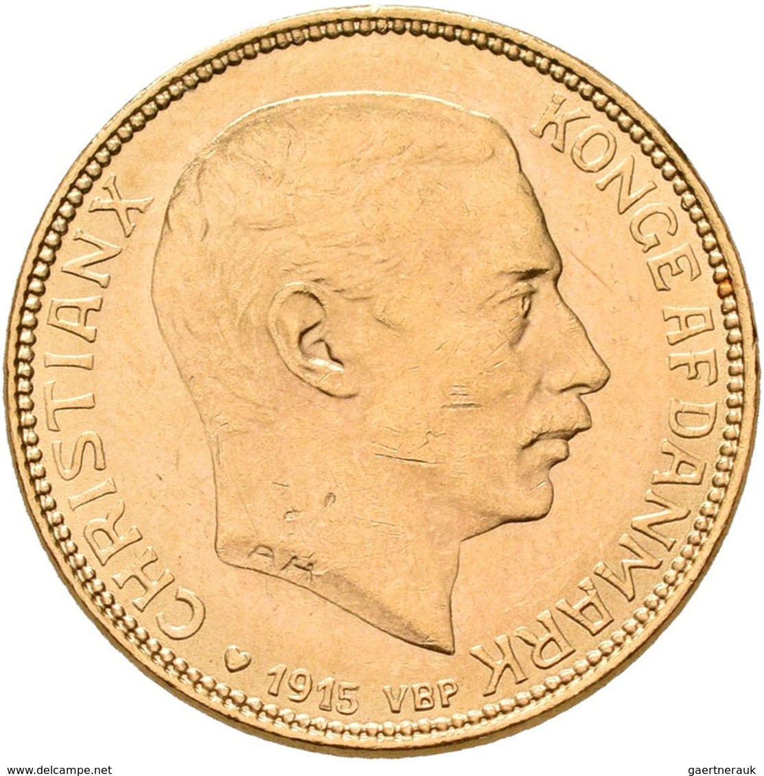 Dänemark - Anlagegold: Christian X. 1912-1947: 20 Kroner 1915, KM# 817.1, Friedberg 299. 8,95 G, 900 - Danimarca