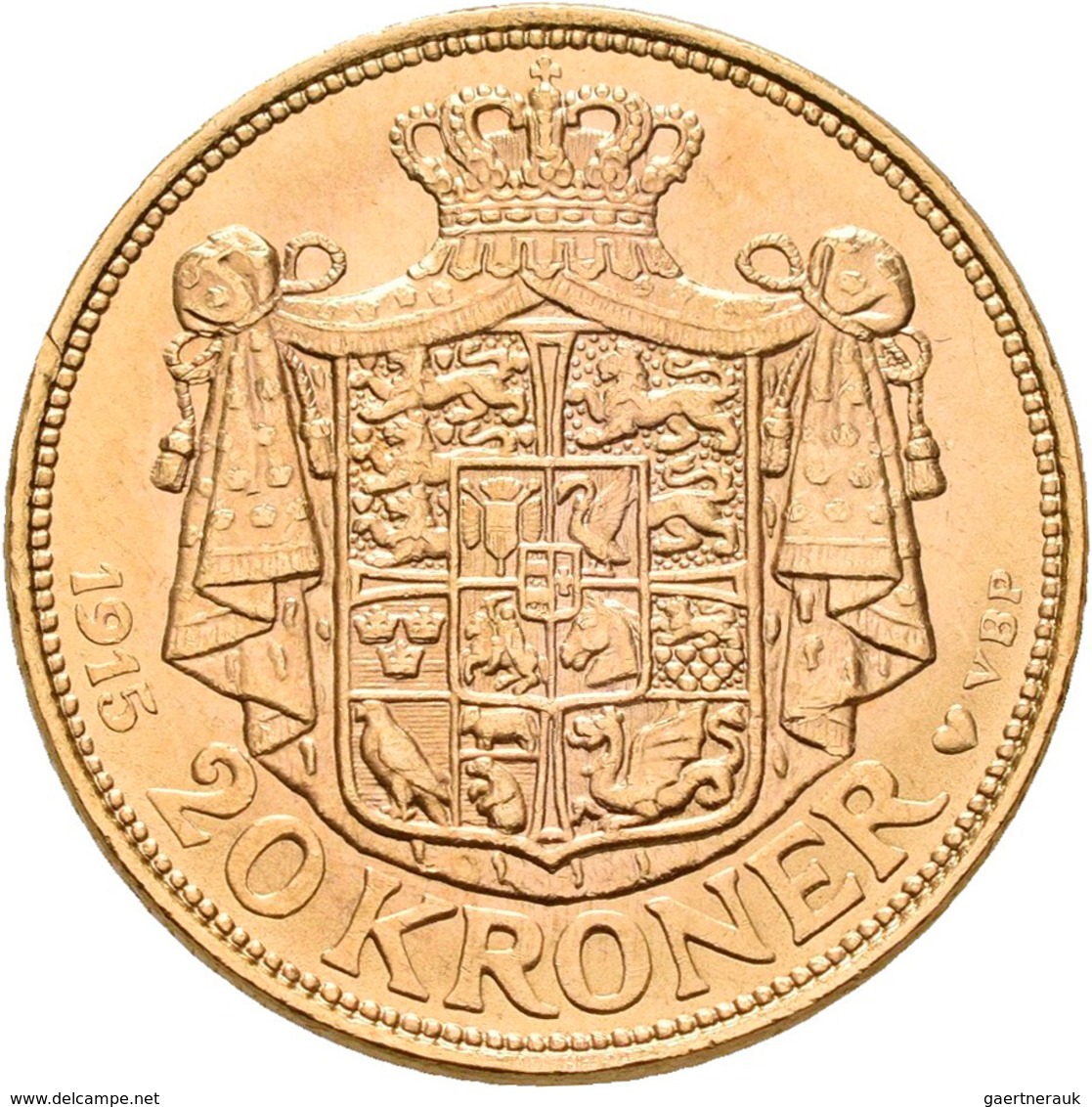 Dänemark - Anlagegold: Christian X. 1912-1947: 20 Kroner 1915, KM# 817.1, Friedberg 299. 8,95 G, 900 - Denmark