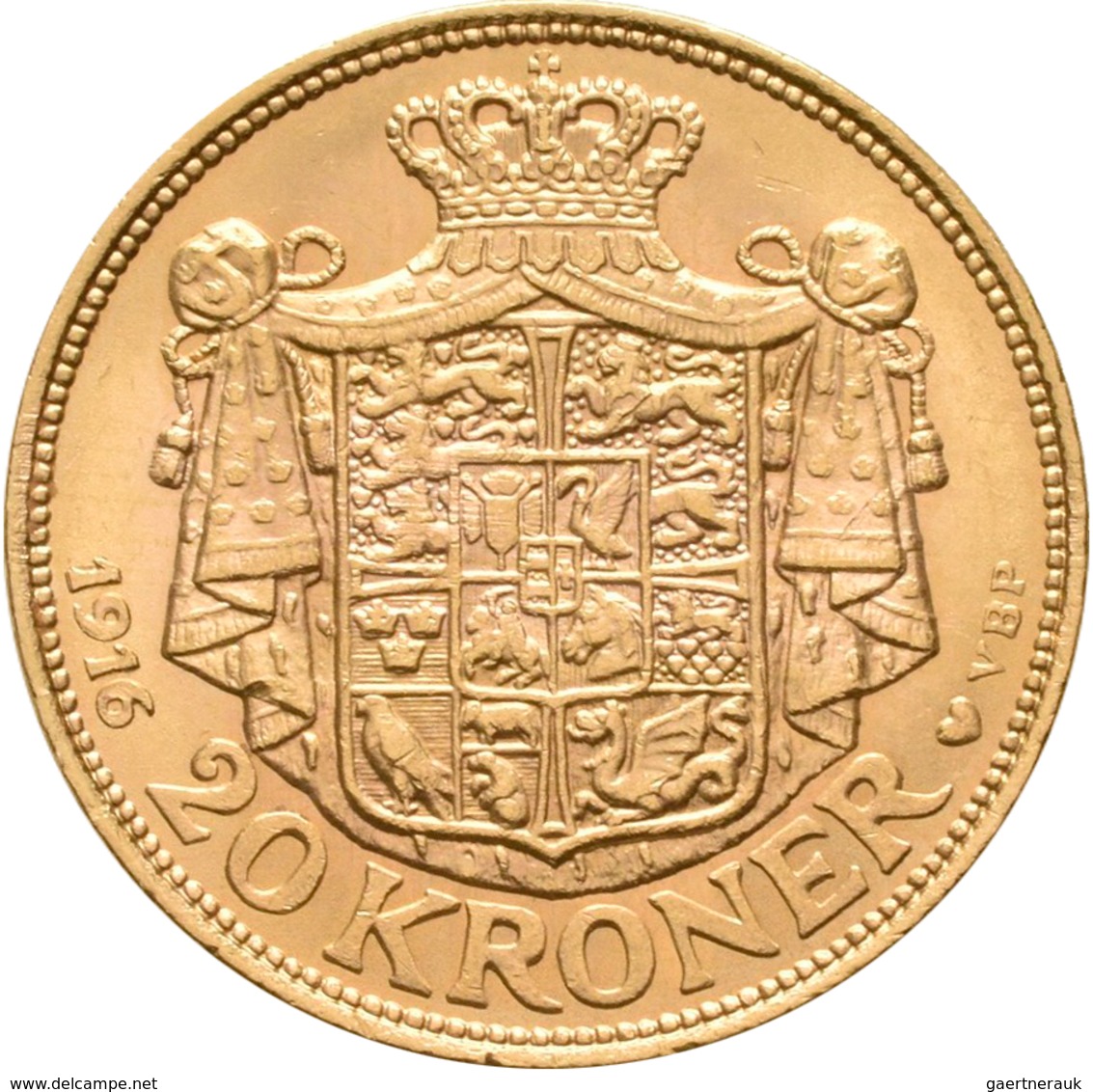 Dänemark - Anlagegold: Christian X. 1912-1947: 20 Kronen 1916, KM# 817.1, Friedberg 299. 8,95 G, 900 - Dänemark