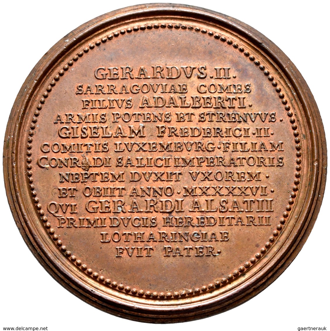 Frankreich: Lothringen: Bronze Suiten Medaille O.J., Von Saint-Urbain, Auf Gerard Von Elsass. E FORT - Altri & Non Classificati