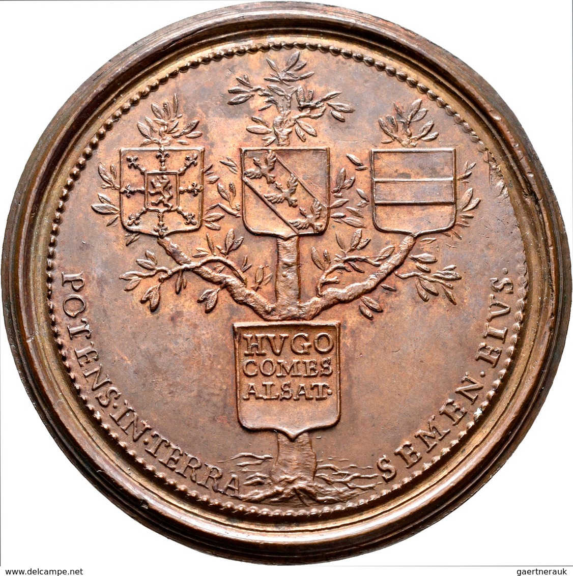 Frankreich: Lothringen: Bronze Suiten Medaille O.J., Von Saint-Urbain, Auf Hugo (Hugues) 867-895, Gr - Other & Unclassified