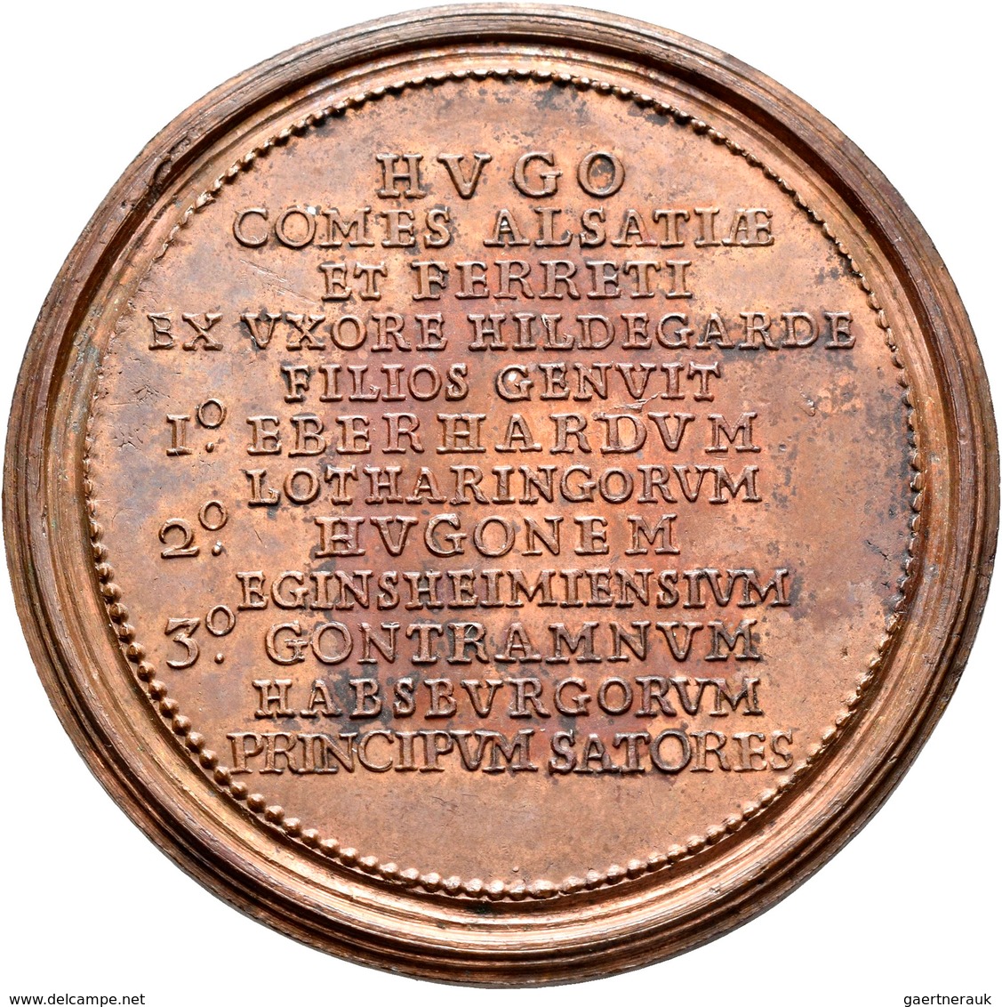 Frankreich: Lothringen: Bronze Suiten Medaille O.J., Von Saint-Urbain, Auf Hugo (Hugues) 867-895, Gr - Other & Unclassified