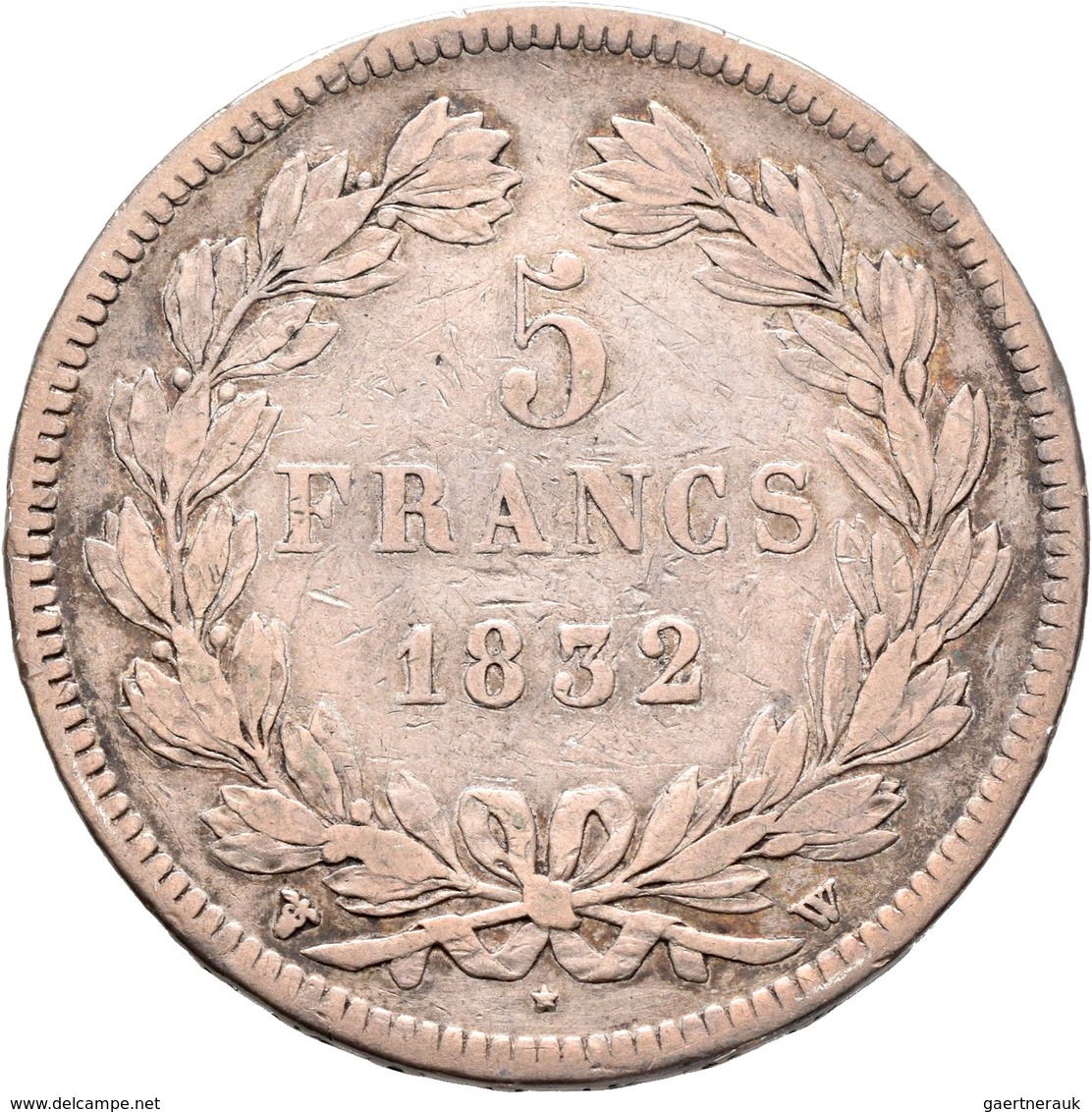 Frankreich: Louis Philippe I. 1830-1848: 5 Francs 1832 W, Lille, Gadoury 678, Davenport 91, 24,72 G, - Otros & Sin Clasificación