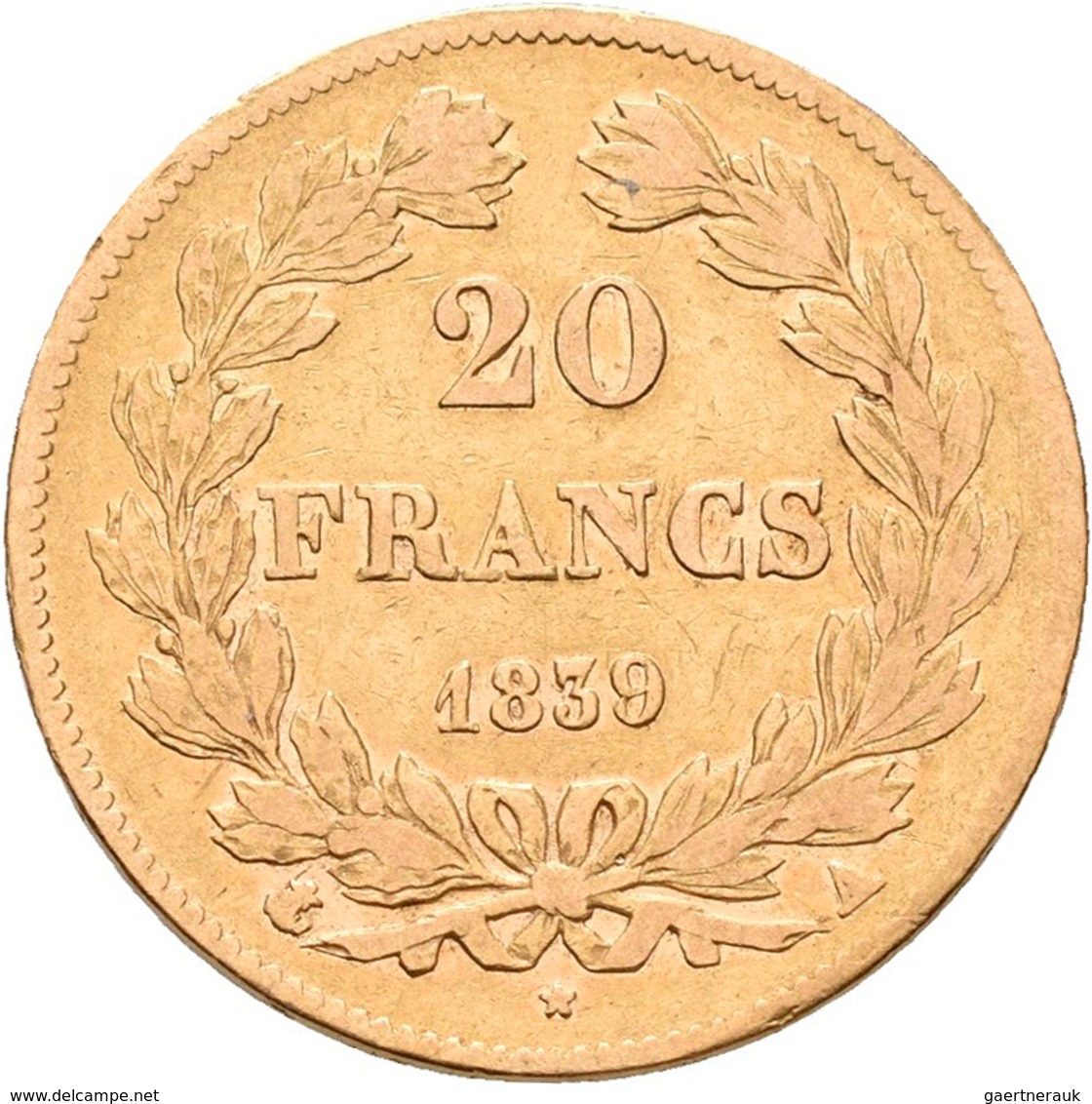 Frankreich - Anlagegold: Louis Philippe I. 1830-1848: 20 Francs 1839 A, KM # 750.1, Friedberg 560. 6 - Other & Unclassified