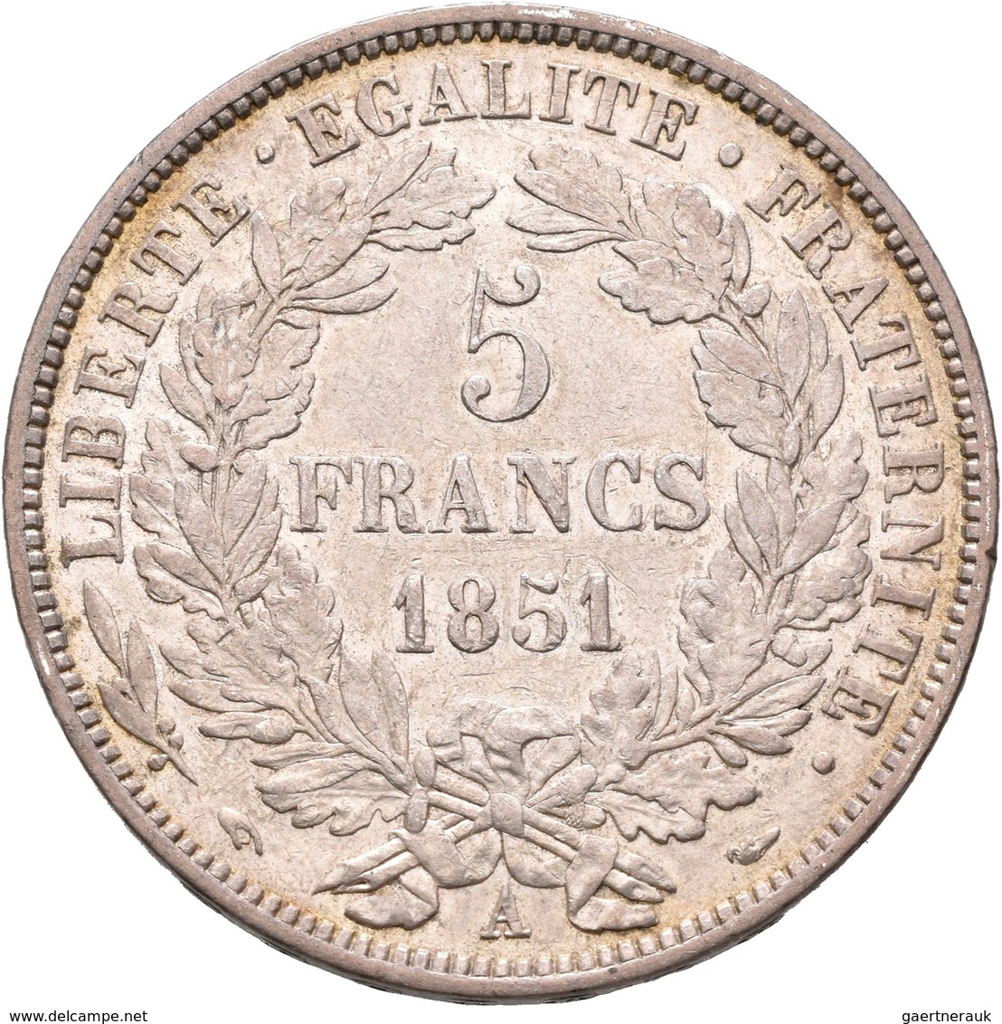 Frankreich: 2. Republik 1848-1852: 5 Francs 1851 A, Gadoury 719, 24,78 G, Kratzer, Sehr Schön-vorzüg - Sonstige & Ohne Zuordnung