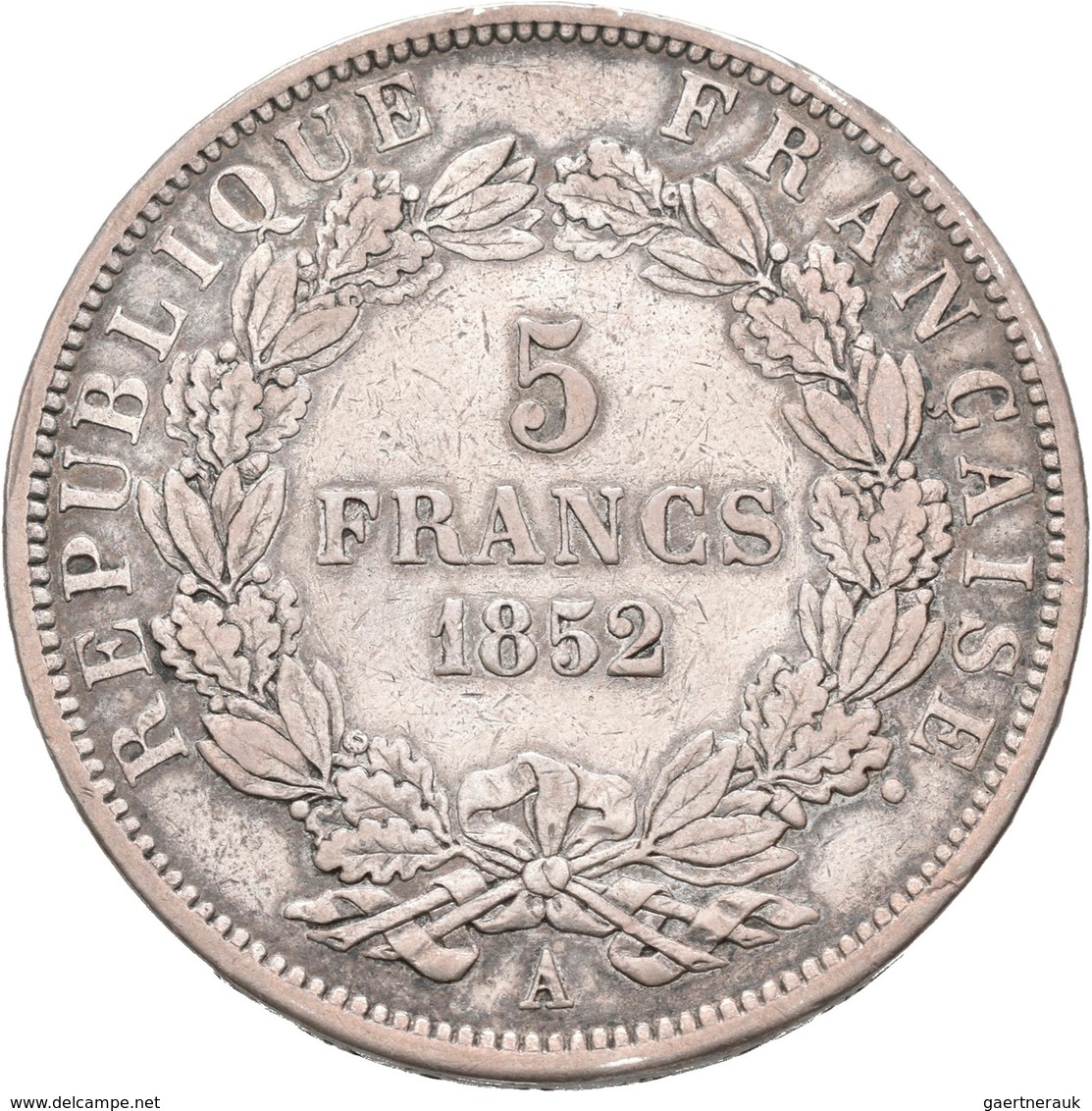 Frankreich: 2. Republik 1848-1852: Louis-Napoleon Bonaparte, 5 Francs 1852 A, Gadoury 726, 24,75 G, - Otros & Sin Clasificación