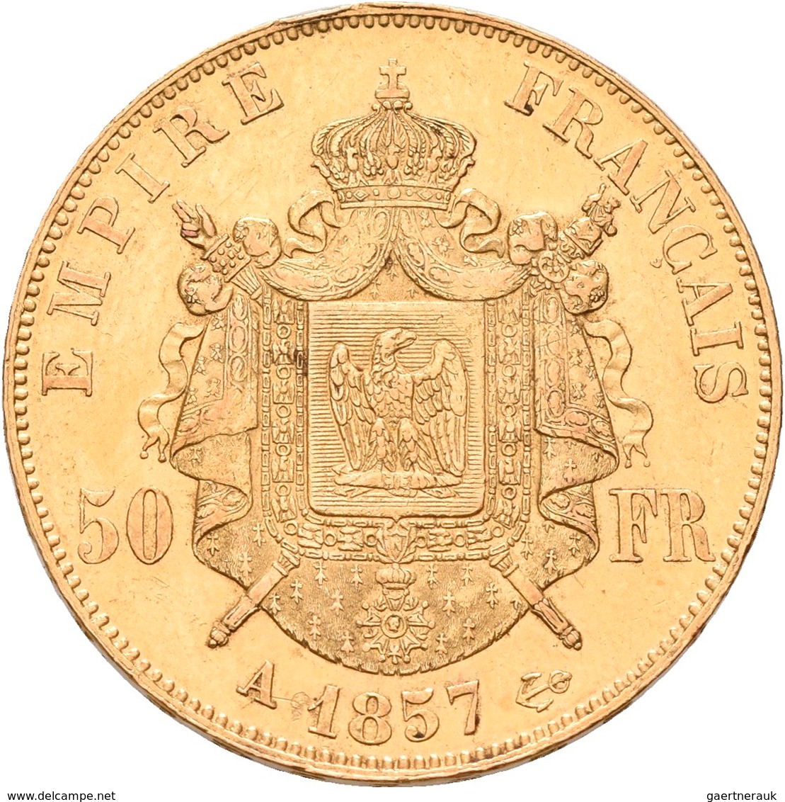 Frankreich - Anlagegold: Napoleon III. 1852-1870: 50 Francs 1857 A. Friedberg 571, Gadoury 1111. 16, - Otros & Sin Clasificación