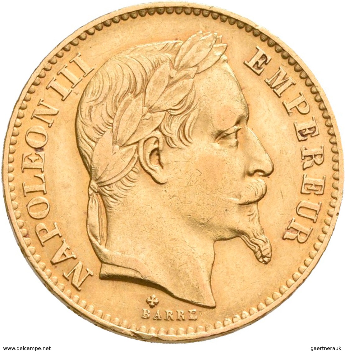 Frankreich - Anlagegold: Napoleon III. 1852-1870: 20 Francs 1867 BB (Strassburg); KM# 801.2, Friedbe - Otros & Sin Clasificación