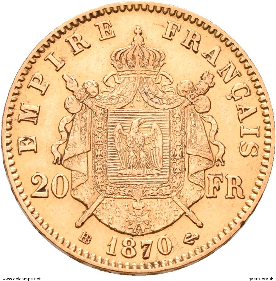 Frankreich - Anlagegold: Napoleon III. 1852-1870: 20 Francs 1870 BB. Friedberg 585, Gadoury 1062. 6, - Sonstige & Ohne Zuordnung