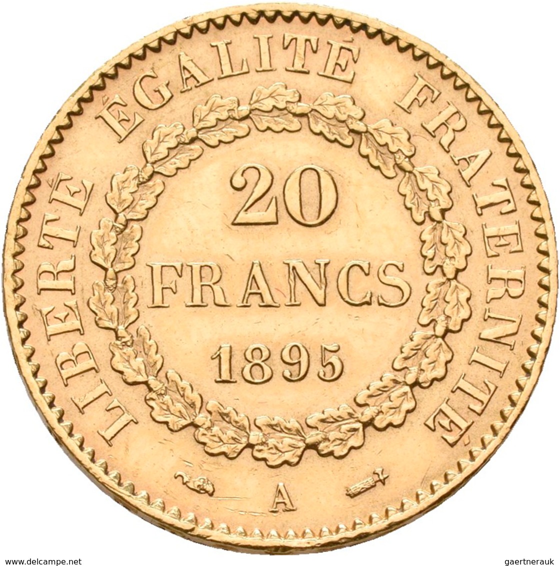 Frankreich - Anlagegold: 3. Republik 1871-1940: 20 Francs 1895 A. KM# 825, Friedberg 592. 6,42 G, 90 - Altri & Non Classificati