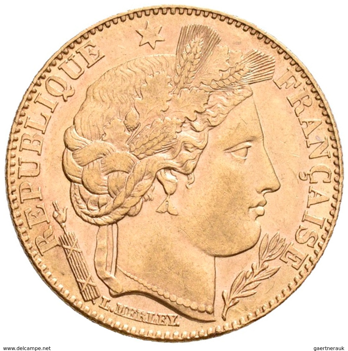 Frankreich - Anlagegold: 3. Republik 1871-1940: 10 Francs 1896 A, Friedberg 594, 3,21 G, 900/1000 Go - Sonstige & Ohne Zuordnung