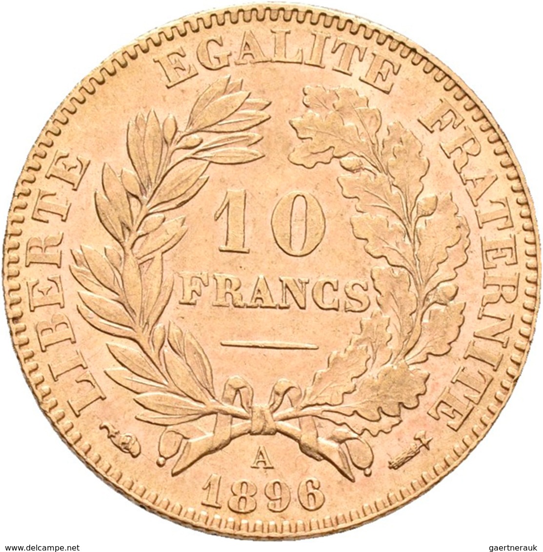 Frankreich - Anlagegold: 3. Republik 1871-1940: 10 Francs 1896 A, Friedberg 594, 3,21 G, 900/1000 Go - Altri & Non Classificati