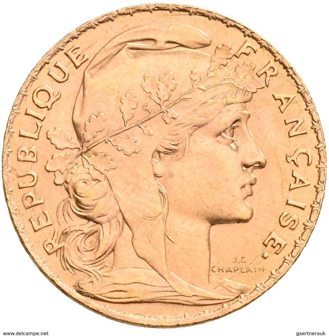 Frankreich - Anlagegold: 3. Republik 1871-1940: 20 Francs 1910 (Hahn / Marianne). KM# 857, Friedberg - Altri & Non Classificati