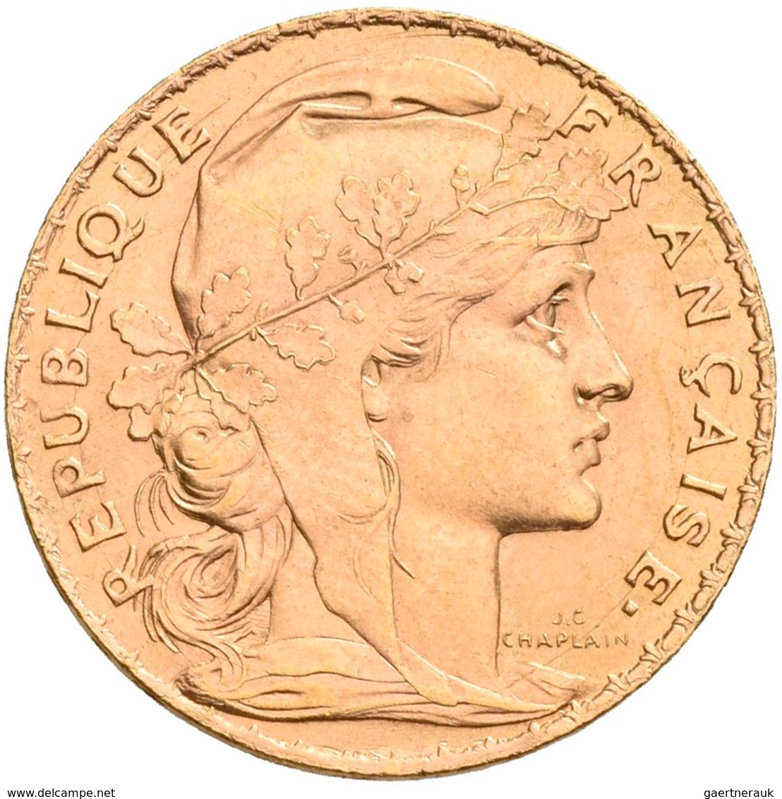 Frankreich - Anlagegold: 3. Republik 1871-1940: 20 Francs 1910 (Hahn / Marianne). KM# 857, Friedberg - Otros & Sin Clasificación