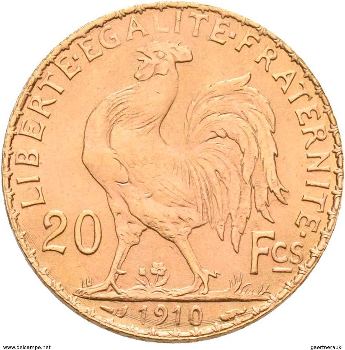 Frankreich - Anlagegold: 3. Republik 1871-1940: 20 Francs 1910 (Hahn / Marianne). KM# 857, Friedberg - Sonstige & Ohne Zuordnung