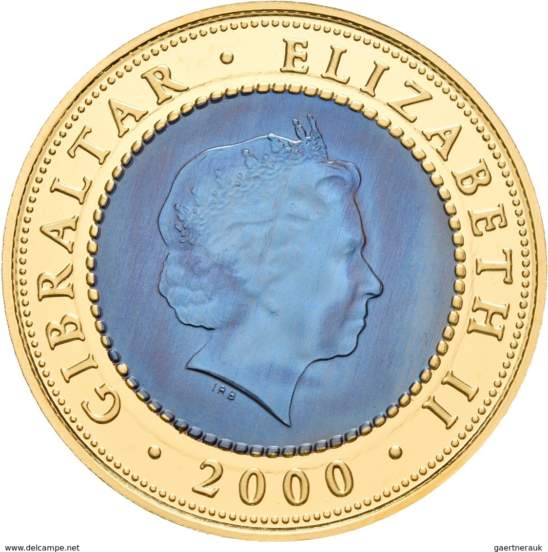 Gibraltar: SET Von 2 Münzen: 160 Jahre "Uniform Penny Post" - Blaue Mauritius, ½ Crown 2000 Mit Gold - Grecia