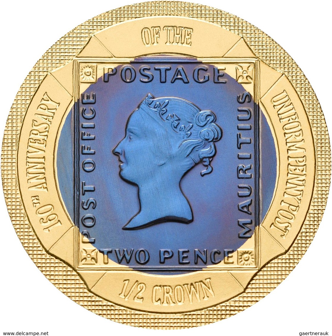 Gibraltar: SET Von 2 Münzen: 160 Jahre "Uniform Penny Post" - Blaue Mauritius, ½ Crown 2000 Mit Gold - Grecia