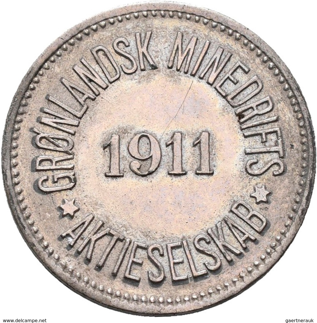 Grönland: Dänische Kolonie 1721-1924: Lot 2 Münzen / Jetons: 10 Öre Und 25 Öre Token 1911 Der Greenl - Sonstige & Ohne Zuordnung