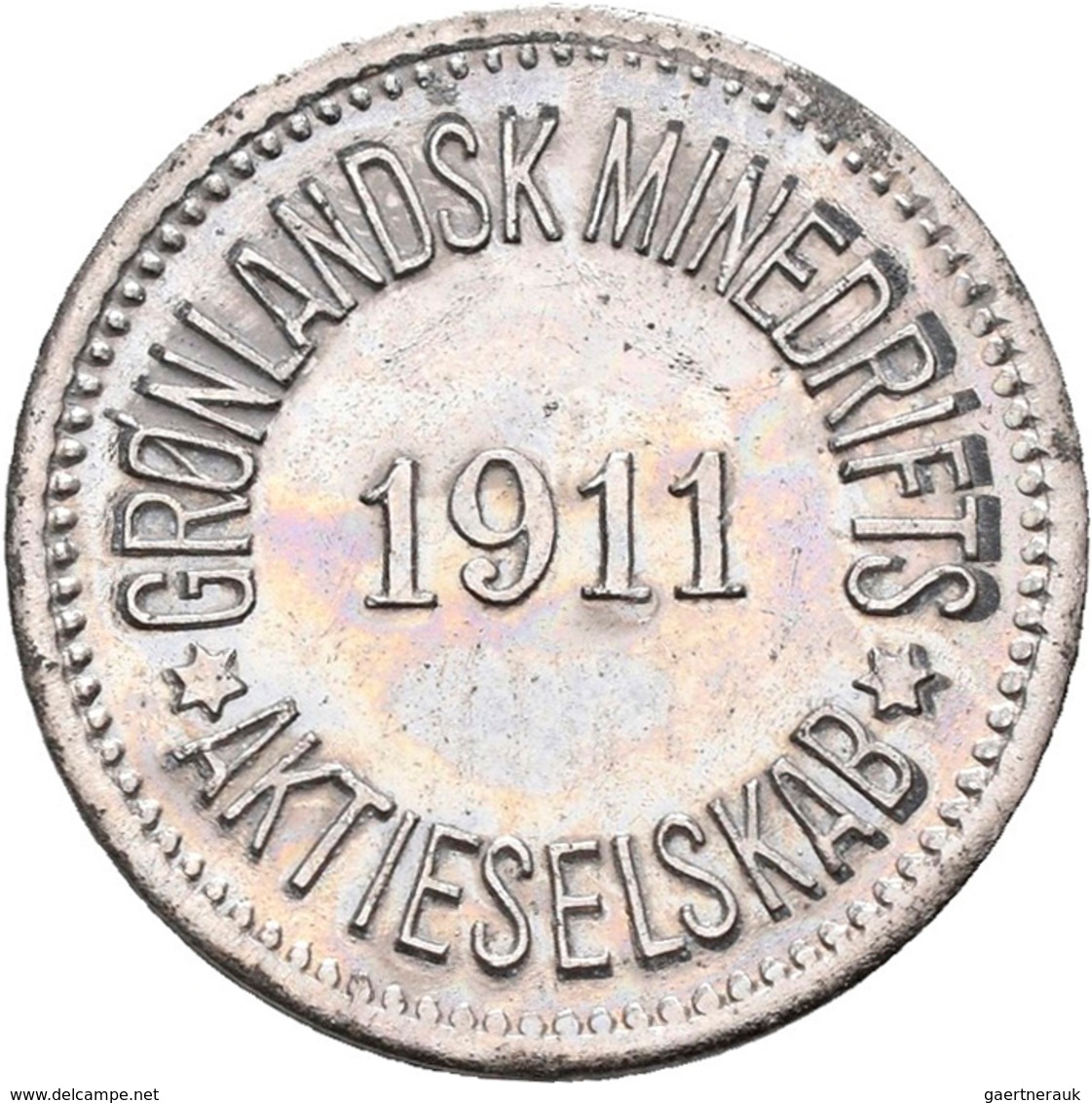 Grönland: Dänische Kolonie 1721-1924: Lot 2 Münzen / Jetons: 10 Öre Und 25 Öre Token 1911 Der Greenl - Sonstige & Ohne Zuordnung