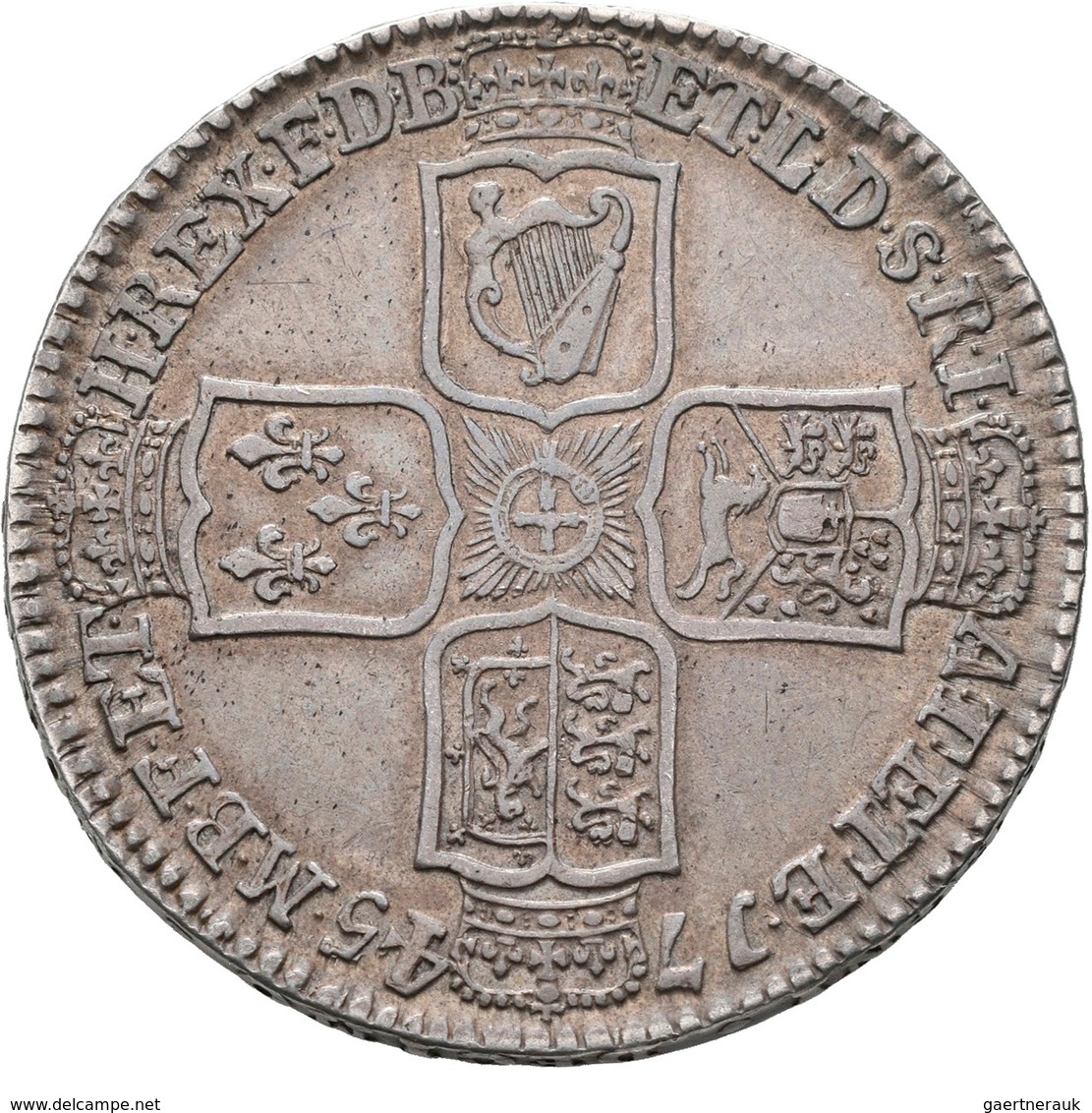 Großbritannien: Georg II. 1727-1760: 1/2 Crown 1745, Lima, Seaby 3695, 15 G, Sehr Schön+. - Altri & Non Classificati