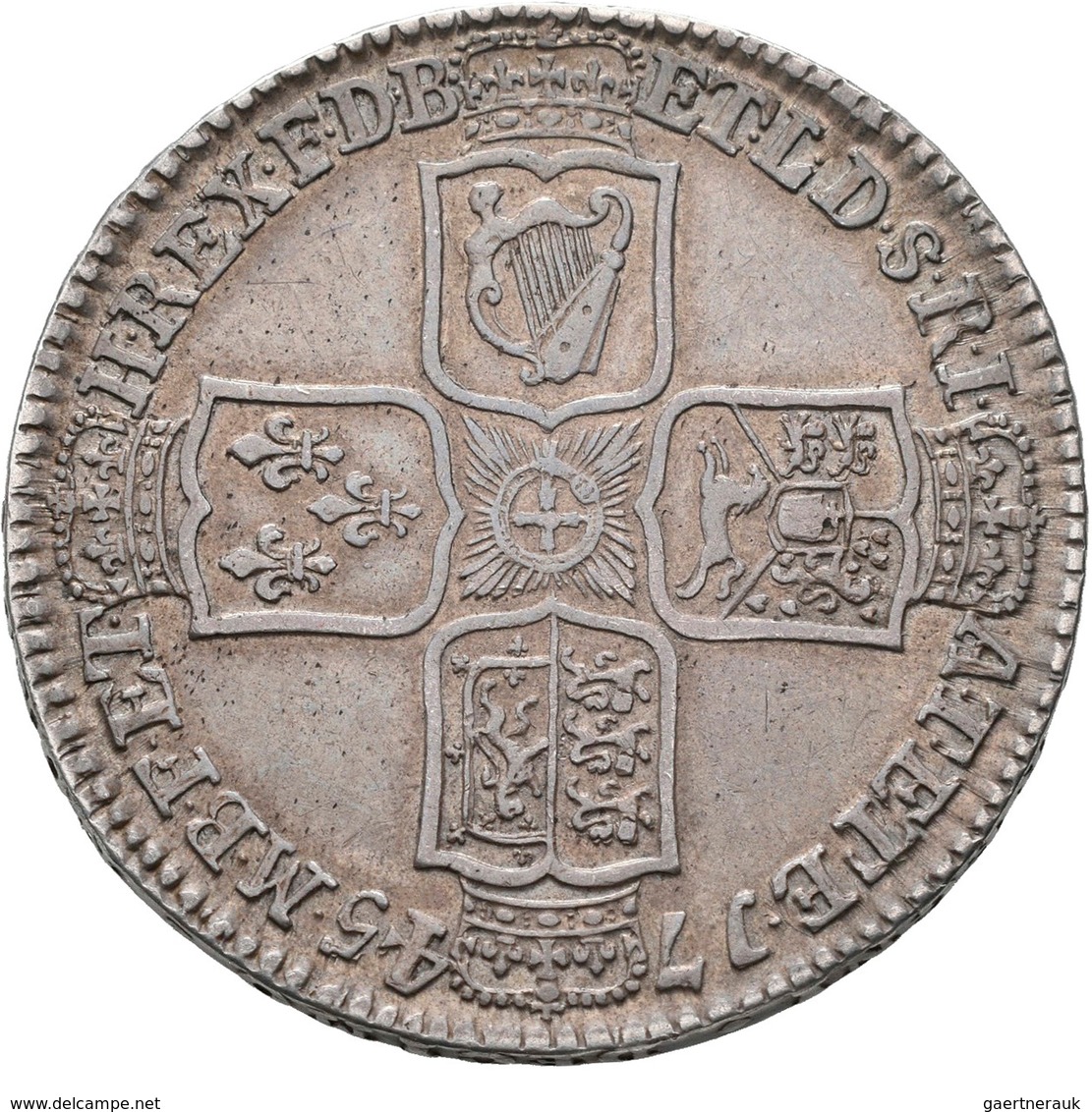 Großbritannien: Georg II. 1727-1760: 1/2 Crown 1745, Lima, Seaby 3695, 15 G, Sehr Schön+. - Sonstige & Ohne Zuordnung