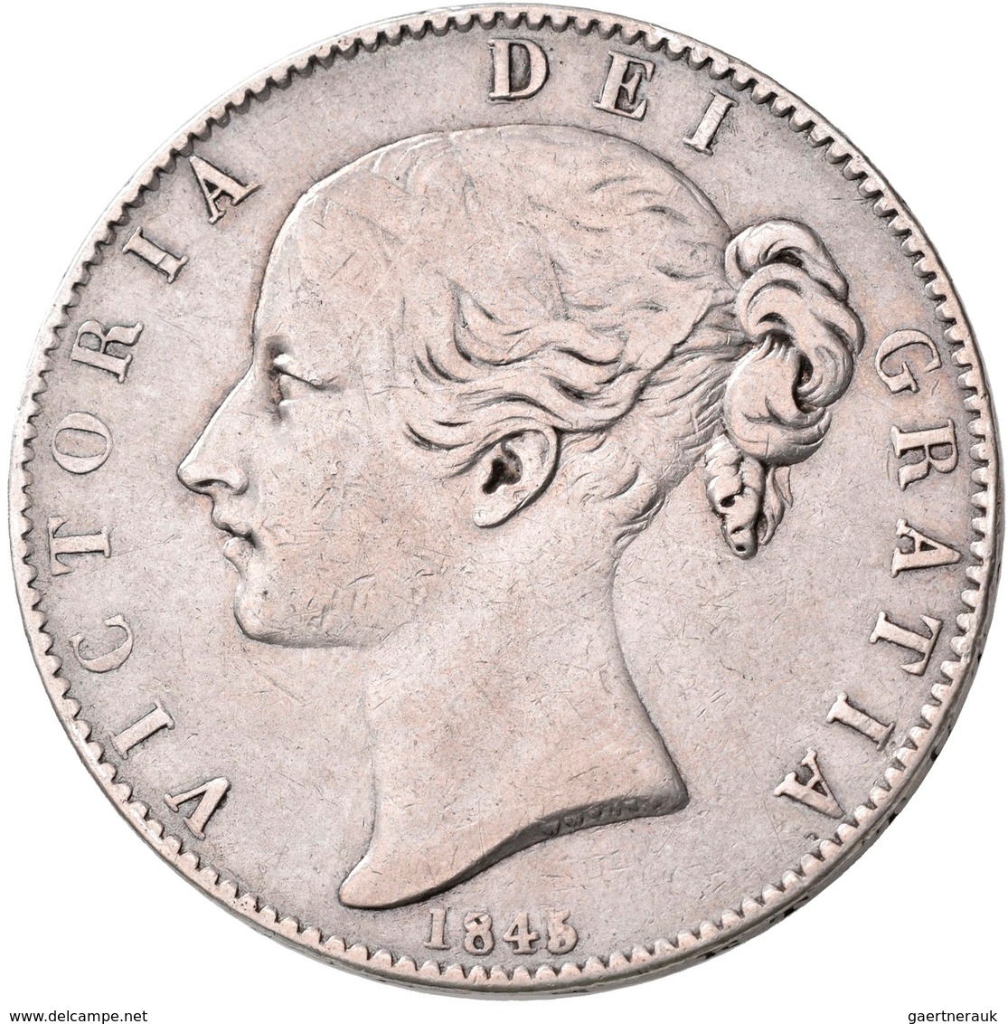 Großbritannien: Victoria 1837-1901: Crown 1845, Davenport 105, 27,97 G, Sehr Schön. - Sonstige & Ohne Zuordnung