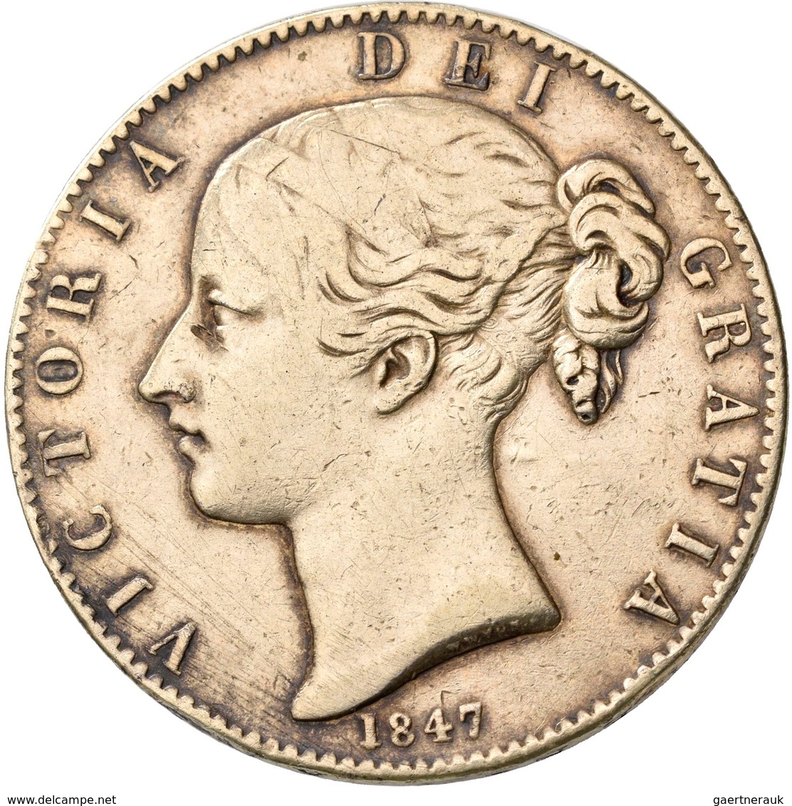 Großbritannien: Victoria 1837-1901: Crown 1847, Rückseite Emailliert, Vgl. Davenport 1065 25,75 G, 2 - Otros & Sin Clasificación